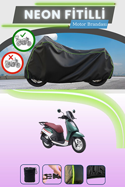 Cemku Shade Black Neon Corded Fabric Rear Bag Compatible Arora Gemma 125 Comp...