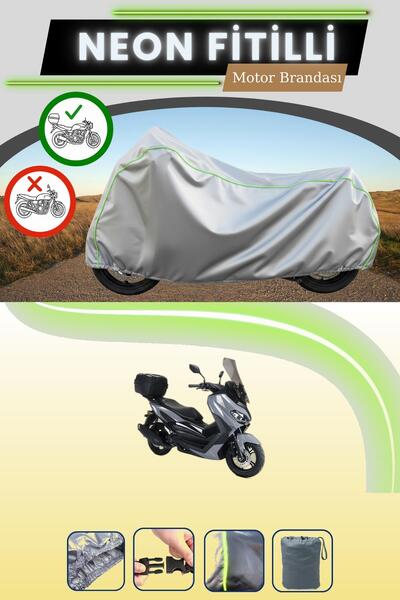 Cemku Shade حقيبة خلفية رمادية متوافقة مع قماش نيون فيتيل كوبا نوفاكس 200 المتوافق مع الدراجات النارية