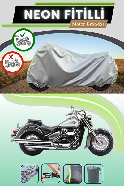 Cemku Shade حقيبة خلفية رمادية متوافقة مع قماش نيون فيتيلي سوزوكي VL 800 إنتر...