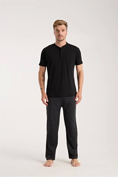 Beruflic طقم بيجامة بأكمام قصيرة وياقة مدخنة للرجال