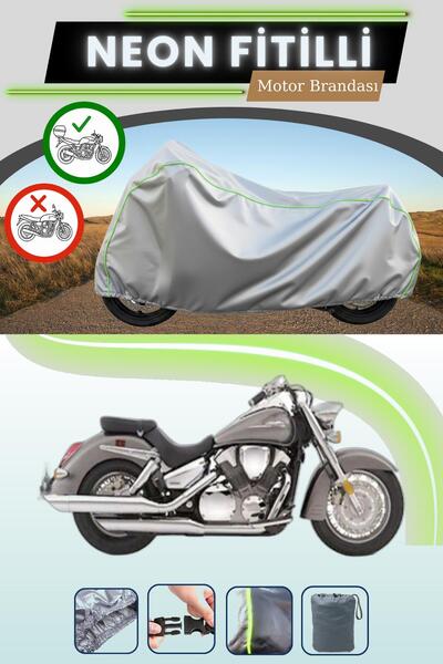 Cemku Shade حقيبة خلفية رمادية متوافقة مع قماش نيون فليتلي هوندا VTX 1300 S ا...
