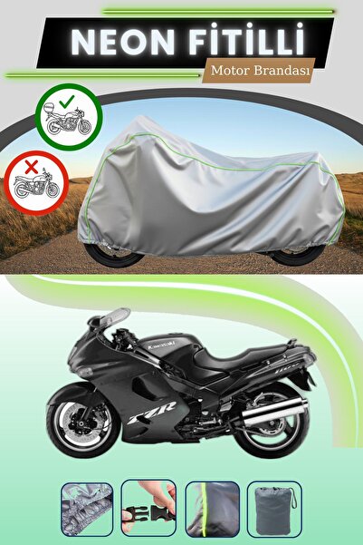 Cemku Shade حقيبة خلفية رمادية متوافقة مع قماش نيون فليتلي كاواساكي ZZR 1100 ...