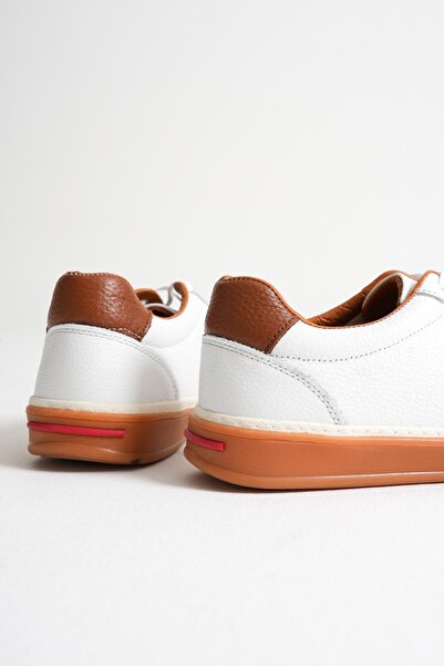 Mubiano Navro Men's White Genuine Leather Casual Sneaker Shoes