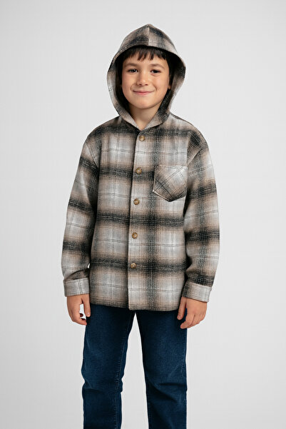 tinytrends Boys' Cotton Plaid Lumberjack Shirt Comfortable Fit Hooded