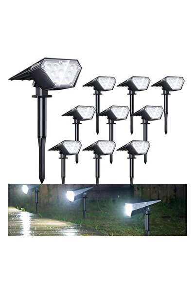Biling Güneş Enerjili Spot Işıkları, 12 LED - IP67 Su Geçirmez - 10 Adet