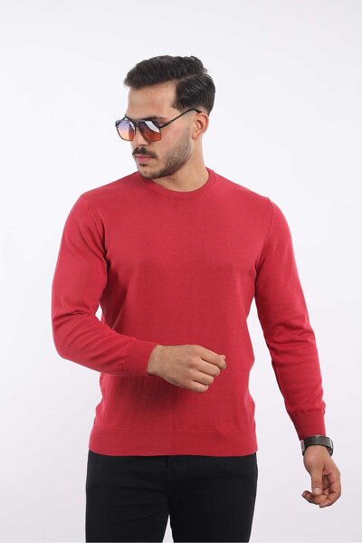 rugatchi Men's Crew Neck Classic Plain Knitwear — 100% Cotton, Stylish & Comfortable Sweater