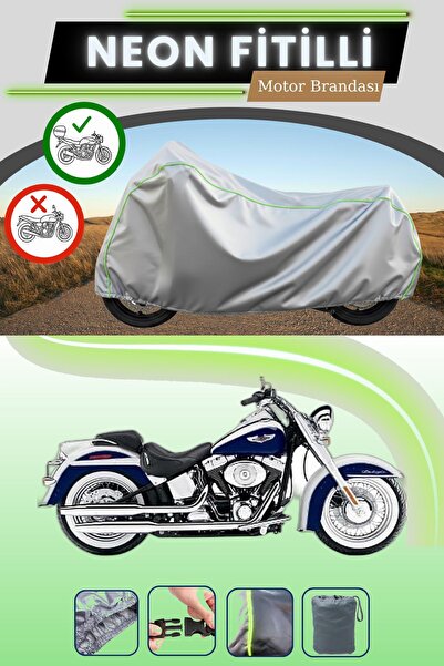 Cemku Shade حقيبة خلفية رمادية متوافقة مع نيون فايتي هارلي ديفيدسون سوفتيل ديلوكس FLSTNI متوافقة مع قماش الدراجات النارية