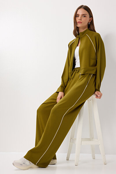 Lovelyİstanbul Set modal cu dungi contrastante LBY0012 VERDE OLIV