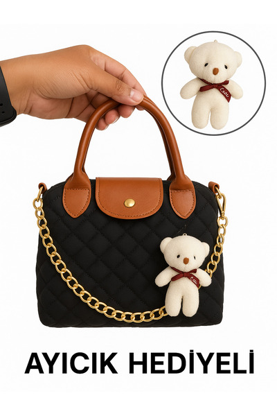 ateş3434 Women's Small Size Hand and Shoulder Bag with Faux Leather Handle