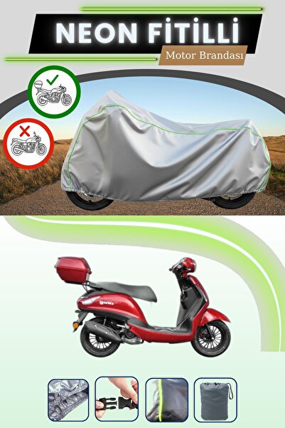 Cemku Shade حقيبة خلفية رمادية متوافقة مع قماش نيون فيتيلي يوكي إنزو 50 المتوافق مع الدراجات النارية