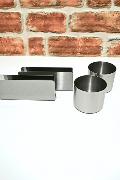 ELEGANCEV ÇELİK DİKDÖRTGEN PEÇETELİK - STİCK ŞEKERLİK -MASA ÜSTÜ SET -4 ADET