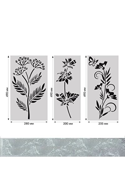 Maxrom Set 3 Sabloane Perete vopsire, tencuiala model MXSP7622 Flori sălbatice 1