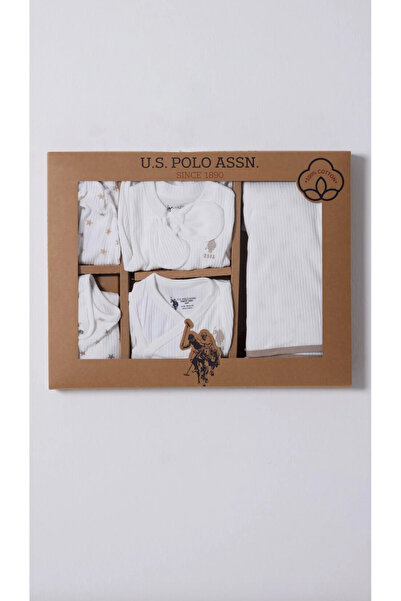 U.S. Polo Assn. Unisex Baby, 100% Cotton, White, 10 Pcs Hospital Release
