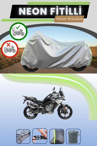 Cemku Shade حقيبة خلفية رمادية متوافقة مع قماش نيون فايبر CFmoto 800MT Sport ...