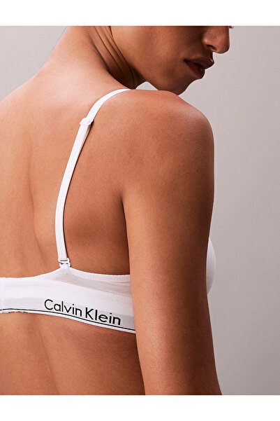 Calvin Klein Kadın Marka Logolu Beyaz Elastik Bantlı Beyaz Sütyen LV00QF8498 100