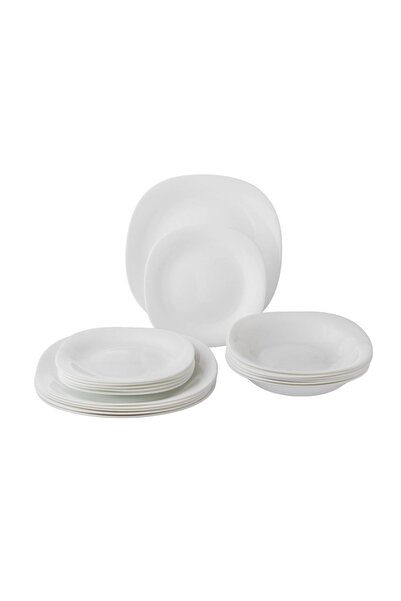 ORIAN Arcopal Luxury White Square Dinner Set 18 Pieces for 6 Persons