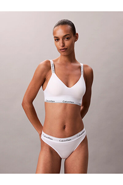 Calvin Klein Kadın Marka Logolu Beyaz Elastik Bantlı Beyaz Sütyen LV00QF8504 100