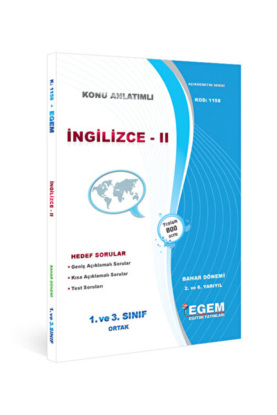 Egem Eğitim Yayınları AÖF 1. Sınıf İngilizce II Bahar Dönemi Konu Anlatımlı S...