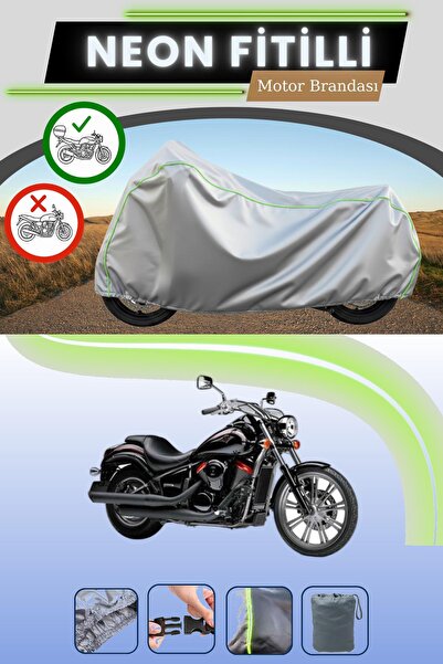 Cemku Shade حقيبة خلفية رمادية متوافقة مع قماش نيون فليت كاواساكي VN 900 المت...