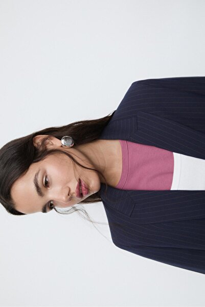 Stradivarius Striped textured open blazer