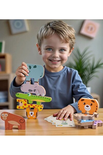 scntoys مجموعة ألعاب الحيوانات الخشبية التعليمية للأطفال، مجموعة ألعاب الحيوا...