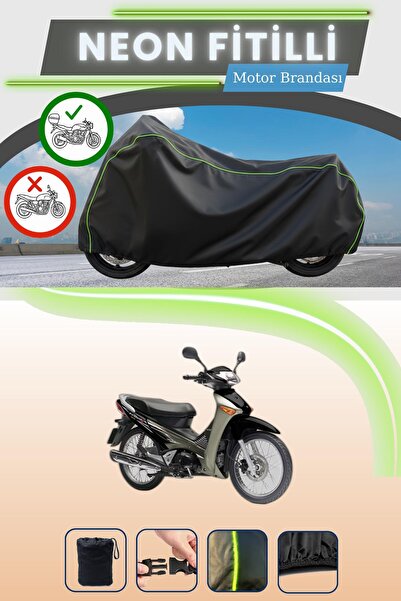 Cemku Shade حقيبة خلفية سوداء متوافقة مع نيون فايتل هوندا إنوفا 125 متوافقة مع قماش المحرك