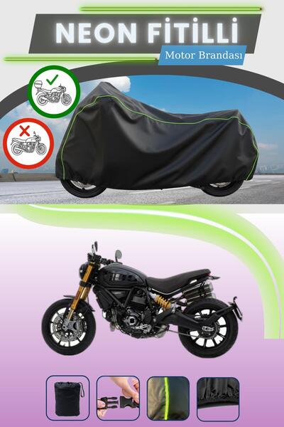 Cemku Shade حقيبة خلفية سوداء متوافقة مع نيون فيتيل دوكاتي سكرامبلر 1100 سبورت برو متوافقة مع قماش المحرك