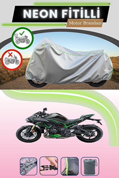 Cemku Shade حقيبة خلفية رمادية متوافقة مع قماش نيون فايتي كاواساكي Z H2 SE ال...