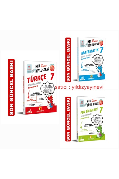 SİNAN KUZUCU YAYINLARI 2025-2026 7.sınıf türkçe-matematik-fen 3'lü soru banka...