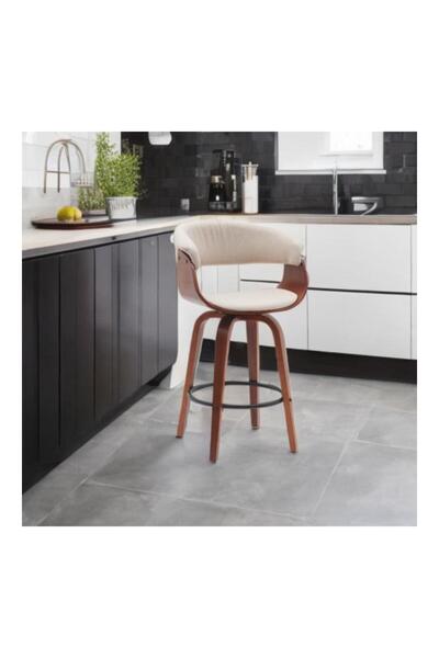 Crestj Modern Height Adjustable Bar Stool, Fabric Upholstered, 360 Degree Swivel, Suitable for Cafe and Dining Room