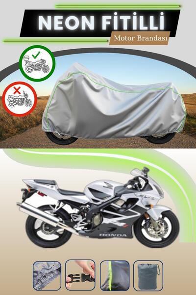 Cemku Shade حقيبة خلفية رمادية متوافقة مع قماش نيون فليتشي هوندا CBR 600 F سبورت المتوافق مع الدراجات النارية