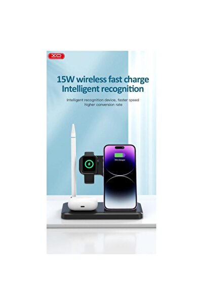Xo Wireless Charging Station WX033, 15W, 4 in 1 Phone + iWatch + TWS + Apple Pencil, White