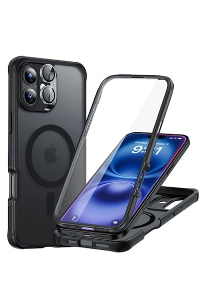 ESR Armor Tough Case compatible with Apple iPhone 16, MagFit, Stand Stash 360 + Lens, Frosted Black