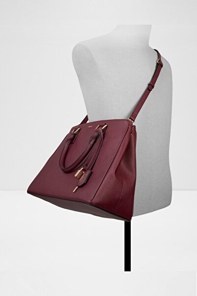 Aldo Nanever - Women's Large Size Burgundy Three-Compartment Detachable Adjustable Crossbody Shoulder and Handbag