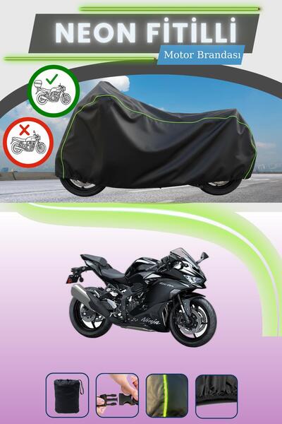 Cemku Shade حقيبة خلفية باللون الأسود النيون قماش مجدّل متوافقة مع كاواساكي ن...