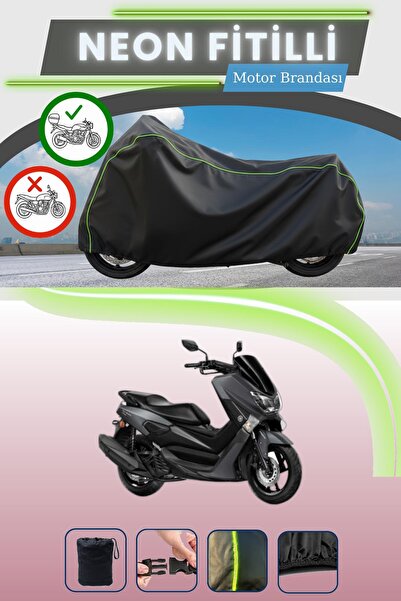 Cemku Shade Siyah Arka Çanta Uyumlu Neon Fitilli Yamaha NMax 155 Uyumlu Motor...