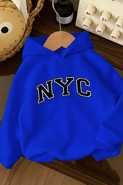BENROMA 3-нишка джърси NYC печатана унисекс детска суитшърт с качулка