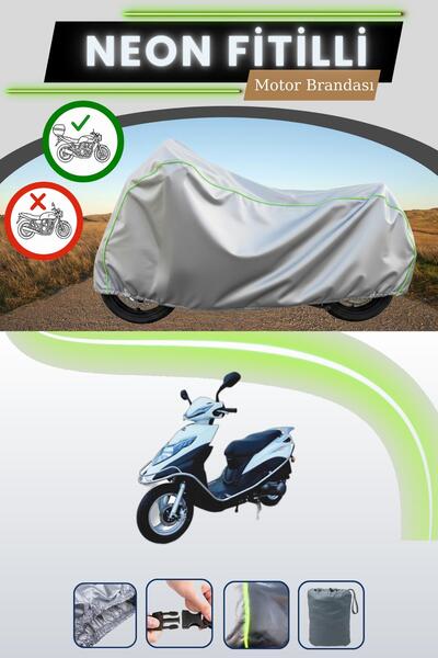 Cemku Shade حقيبة خلفية رمادية متوافقة مع قماش نيون فيتيل أباتشي بواتس متوافق مع الدراجات النارية