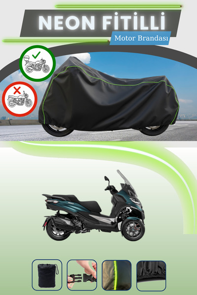 Cemku Shade حقيبة خلفية سوداء متوافقة مع نيون فيتيلي بياجيو سفيرا 80 متوافقة مع قماش المحرك