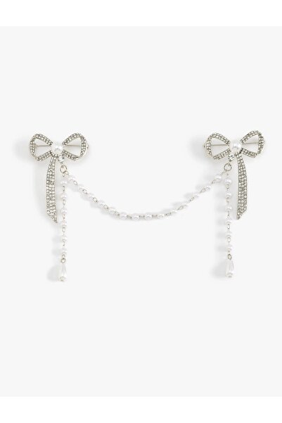 Koton Kadın Fiyonk Detaylı Taşlı İnci Boncuklu Broş - X Sibil Çetinkaya