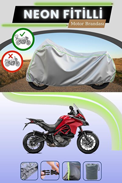 Cemku Shade حقيبة خلفية رمادية نيون قماش مجدّل متوافقة مع دراجة دوكاتي مولتيس...