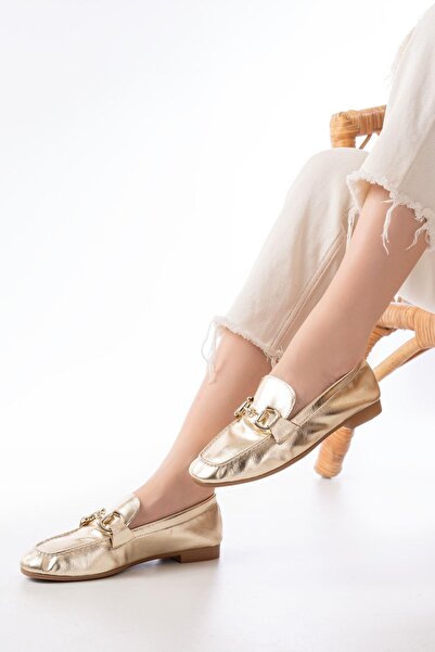 Mida Shoes 303 Gold Toka Aksesuarlı Günlük Kadın Babet