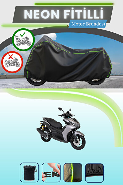 Cemku Shade Siyah Arka Çanta Uyumlu Neon Fitilli RKS Arome 125 Uyumlu Motor B...