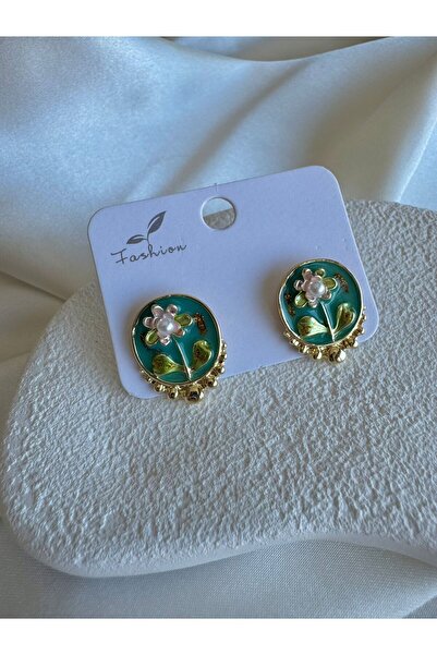 H&S AKSESUAR VİTANGE RENKLİ ÇİÇEKLİ TASARIM KÜPE