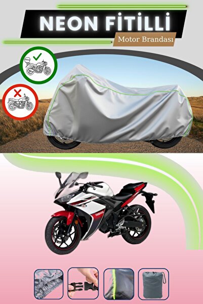 Cemku Shade حقيبة خلفية رمادية متوافقة مع قماش نيون فليتلي ياماها YZF R25 الم...