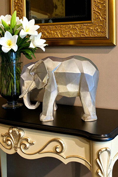 ay hediyelik Kübik Fil Heykeli Biblo - Dekoratif Polyester 27x20 cm