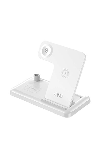 Xo Wireless Charging Station WX033, 15W, 4 in 1 Phone + iWatch + TWS + Apple Pencil, White