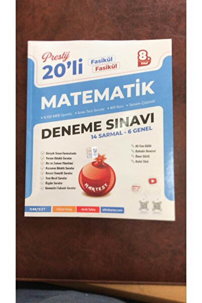 Nartest Yayınları NARTEST 8. Sınıf Prestij Matematik 20'li Deneme Sınavı