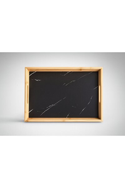 maisone home صينية تقديم مستطيلة بإطار من الخيزران مقاس 34.5 × 24.5 سم بنمط ر...