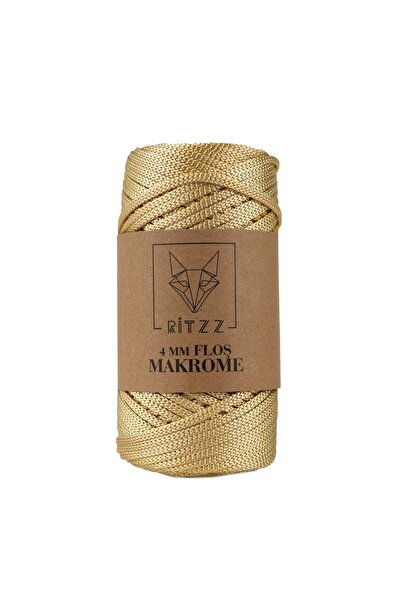 Ritzz خيط مكرامية فلوش 4 مم ذهبي ناعم